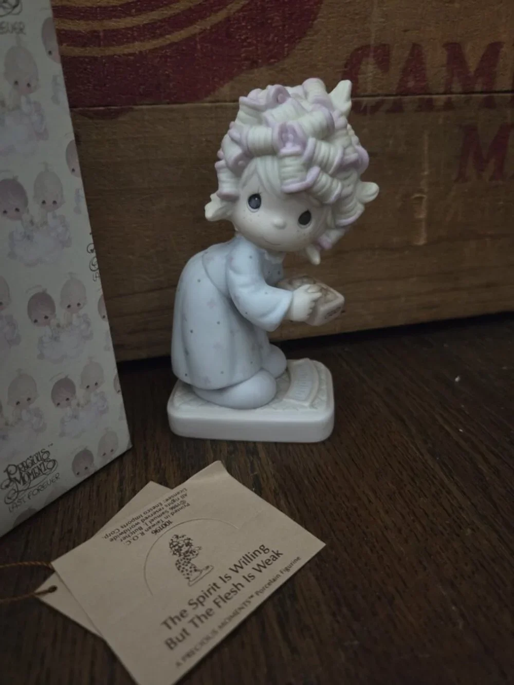 Vtg Precious Moments - The Spirit is Willing, but the Flesh is Weak #100196 1986